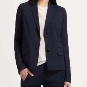Vince Navy Linen Blend Two Button Blazer Women’s 4 Career Office Profrssional